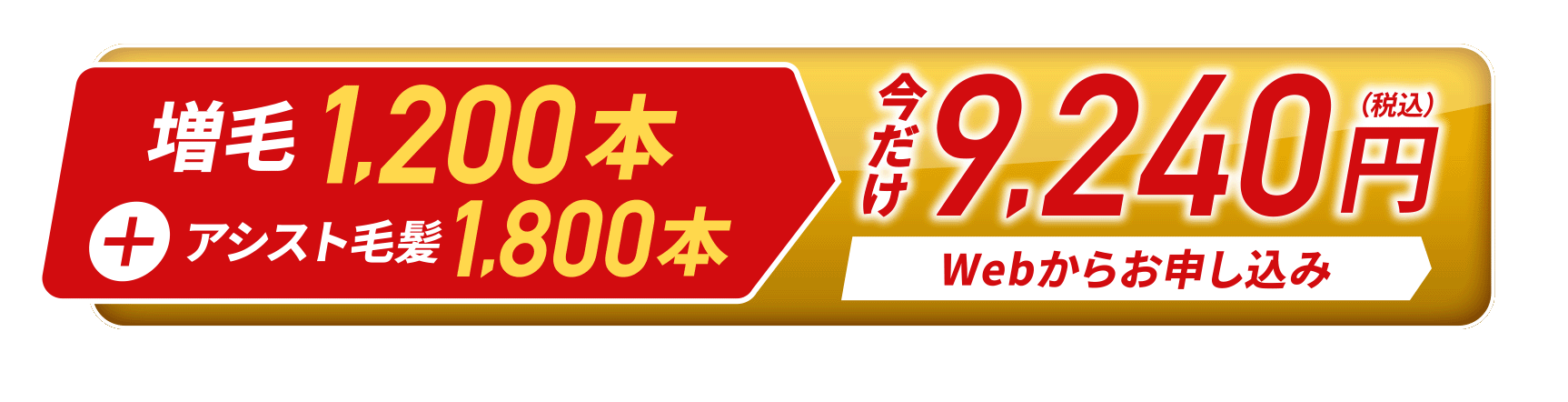 増毛1,200本＋アシスト毛髪1,800本 今だけ9,240円（税込）Webからお申し込み